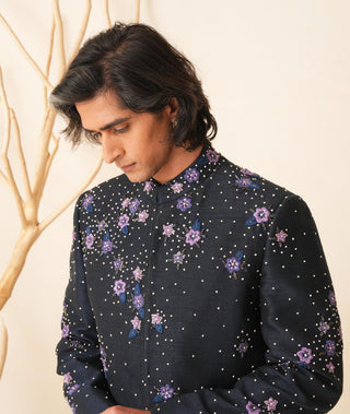 Indo-Western Jacket Set for Indian Wedding - Blue Serenel Ruslan by Shreyansh Designs