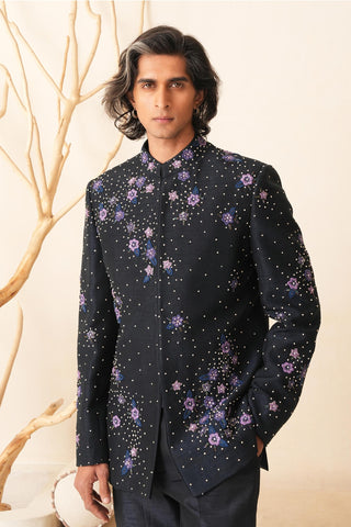 Indo-Western Jacket Set for Indian Wedding - Blue Serenel Ruslan by Shreyansh Designs