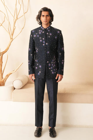 Indo-Western Jacket Set for Indian Wedding - Blue Serenel Ruslan by Shreyansh Designs