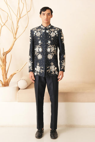 Blue Indo Jacket Set for Indian Wedding - Blue Serenel Radmir by Shreyansh Designs