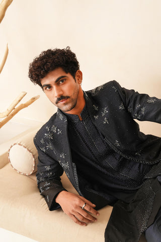 Indo-Western Jacket Set for Indian Wedding - Blue Serenel Viserion by Shreyansh Designs