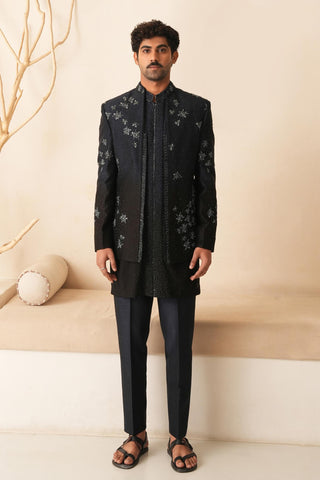 Indo-Western Jacket Set for Indian Wedding - Blue Serenel Viserion by Shreyansh Designs