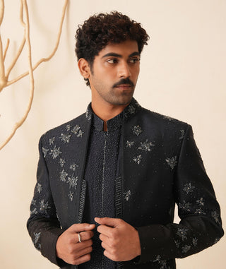 Indo-Western Jacket Set for Indian Wedding - Blue Serenel Viserion by Shreyansh Designs