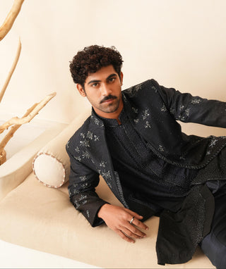 Indo-Western Jacket Set for Indian Wedding - Blue Serenel Viserion by Shreyansh Designs