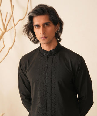 Black Kurta Set for Indian Wedding - Serenel Lio by Shreyansh Designs