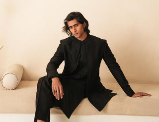 Black Indo-Western Set for Indian Wedding - Serenel Leonzio by Shreyansh Designs