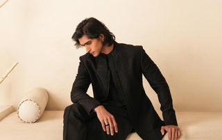 Black Indo-Western Set for Indian Wedding - Serenel Leonzio by Shreyansh Designs