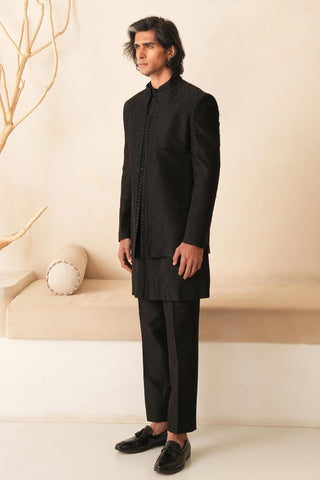 Black Indo-Western Set for Indian Wedding - Serenel Leonzio by Shreyansh Designs