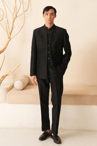 Black Jacket Set for Indian Wedding - Black Serenel Bastine by Shreyansh Designs