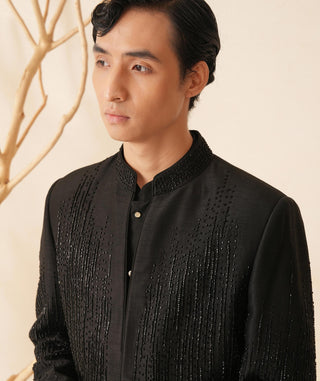 Black Jacket Set for Indian Wedding - Black Serenel Bastine by Shreyansh Designs
