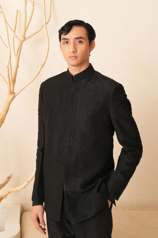 Bandhgala Suit for Indian Wedding – Black Serenel Nicolas by Shreyansh Designs