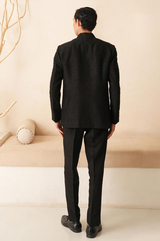 Bandhgala Suit for Indian Wedding – Black Serenel Nicolas by Shreyansh Designs