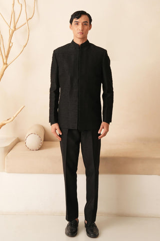 Bandhgala Suit for Indian Wedding – Black Serenel Nicolas by Shreyansh Designs