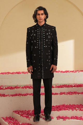 Indo Western Set for Indian Wedding – Black Serenel Ardein by Shreyansh Designs