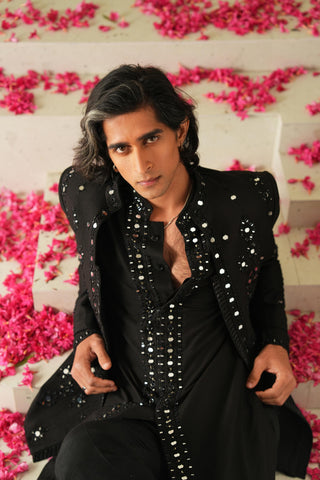 Indo Western Set for Indian Wedding – Black Serenel Ardein by Shreyansh Designs