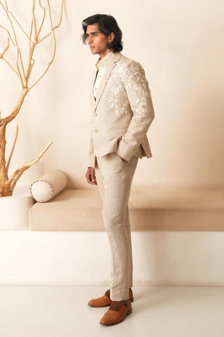 Men's Blazer Set for Contemporary Wear – Beige Serenel Victor by Shreyansh Designs
