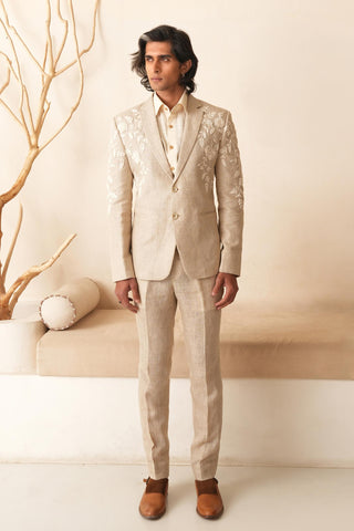 Men's Blazer Set for Contemporary Wear – Beige Serenel Victor by Shreyansh Designs