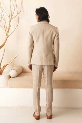 Men's Blazer Set for Contemporary Wear – Beige Serenel Victor by Shreyansh Designs