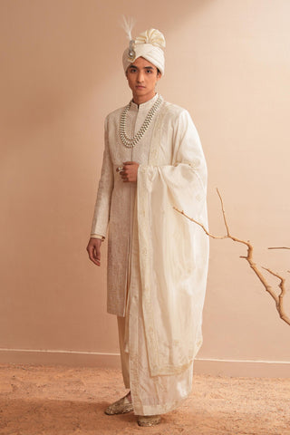 Sherwani Set for Indian Wedding – Ivory Serenel Ishamel by Shreyansh Designs