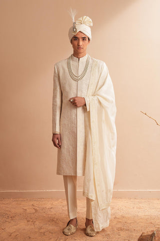 Sherwani Set for Indian Wedding – Ivory Serenel Ishamel by Shreyansh Designs