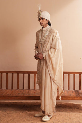 Sherwani Set for Indian Wedding – Beige Serenel Viserys by Shreyansh Designs