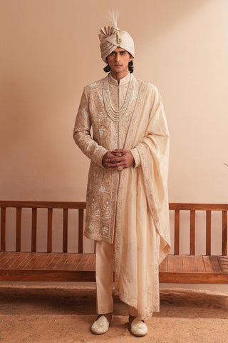 Sherwani Set for Indian Wedding – Beige Serenel Viserys by Shreyansh Designs