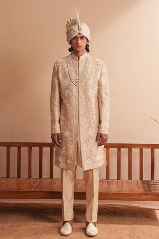 Sherwani Set for Indian Wedding – Beige Serenel Viserys by Shreyansh Designs