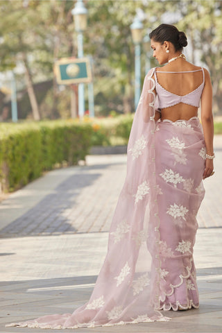 Purple gul flower saree set