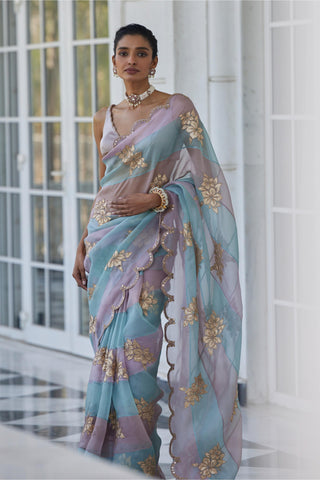 Pink gul flower saree set