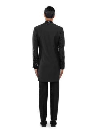 Green Wool Embroidered Sherwani Set