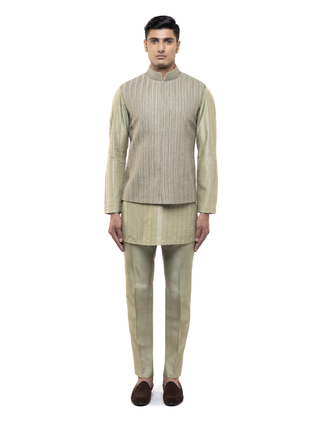 Green stitchline kurta bandi set