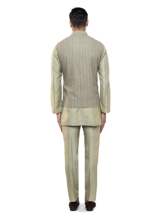 Green stitchline kurta bandi set