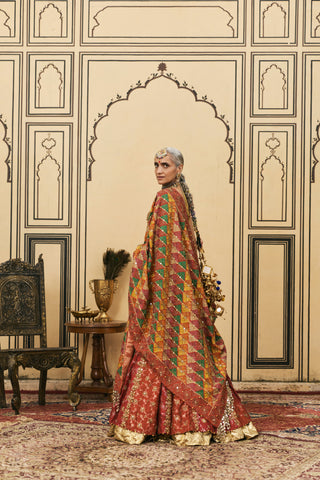 Lehenga Set for Indian Wedding - Multicolor Polki Do-Rang Brocade Gota Lehenga Set by Itrh at Mrs. G