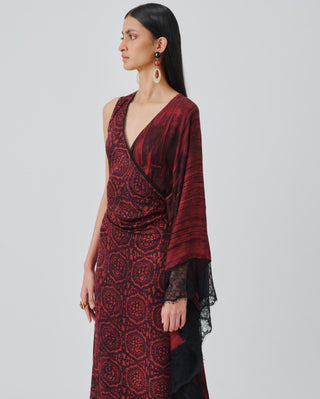 Ajrakh Dress Contemporary Wear – Red Rhea by Aroka