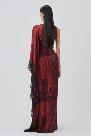 Ajrakh Dress Contemporary Wear – Red Rhea by Aroka