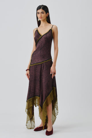 Ajrakh Dress Contemporary Wear – Purple Wildflower by Aroka