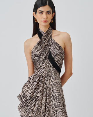 Halter Gown Contemporary Wear – Beige Aveline by Aroka