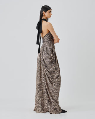 Halter Gown Contemporary Wear – Beige Aveline by Aroka