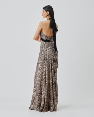 Halter Gown Contemporary Wear – Beige Aveline by Aroka