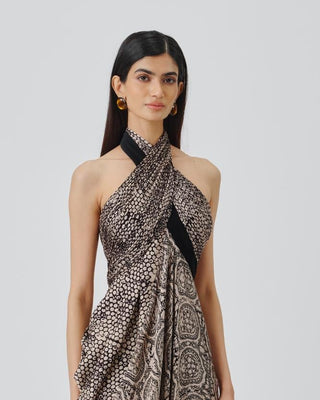 Halter Gown Contemporary Wear – Beige Aveline by Aroka
