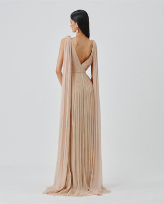Gown Contemporary Wear – Beige Athena Ruched by Aroka