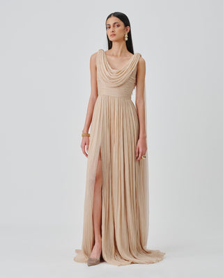 Gown Contemporary Wear – Beige Athena Ruched by Aroka
