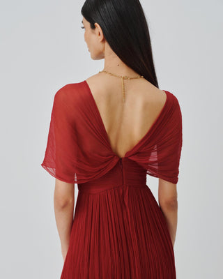 Red Ruched Gown Contemporary Wear – Scarlet Muse by Aroka