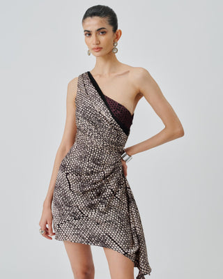 Beige Mini Dress Contemporary Wear – Odette by Aroka