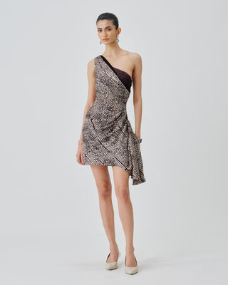 Beige Mini Dress Contemporary Wear – Odette by Aroka