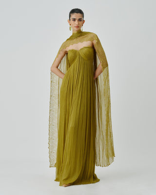 Ruched Dress Contemporary Wear Chartreuse by Aroka