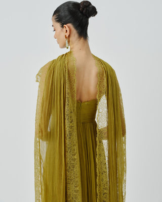 Ruched Dress Contemporary Wear Chartreuse by Aroka