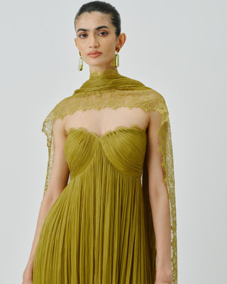 Ruched Dress Contemporary Wear Chartreuse by Aroka