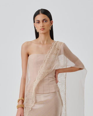 Co-ord Set Contemporary Wear – Beige Soft Veil Whisper by Aroka