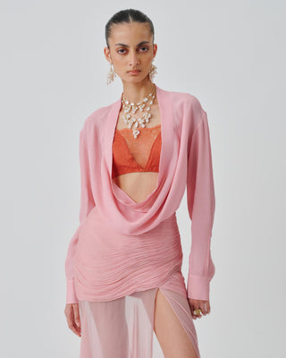 Pink Co-ord Set Contemporary Wear Rosaria by Aroka